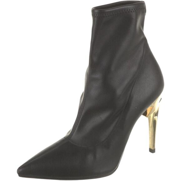 Giuseppe Zanotti G-Heel Black Leather Sock Boot Gold Lightning Bolt Women’s 8.5 - Picture 3 of 11